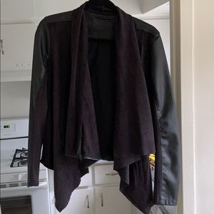BLANK NYC Vegan leather suede asymmetrical jacket